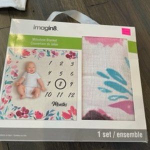 Floral Milestone Muslin Blanket